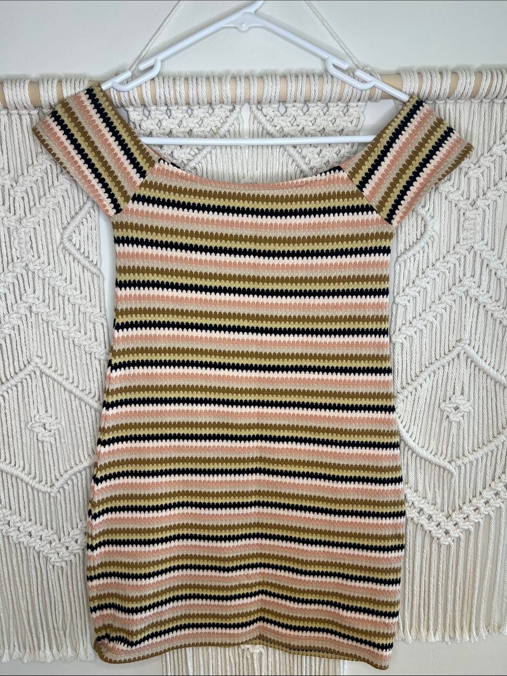 Rip Curl Striped Knit Mini Dress in Black, Tan, Pink, Cream
